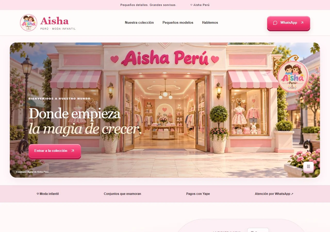 Vista de la página web de Aisha Perú