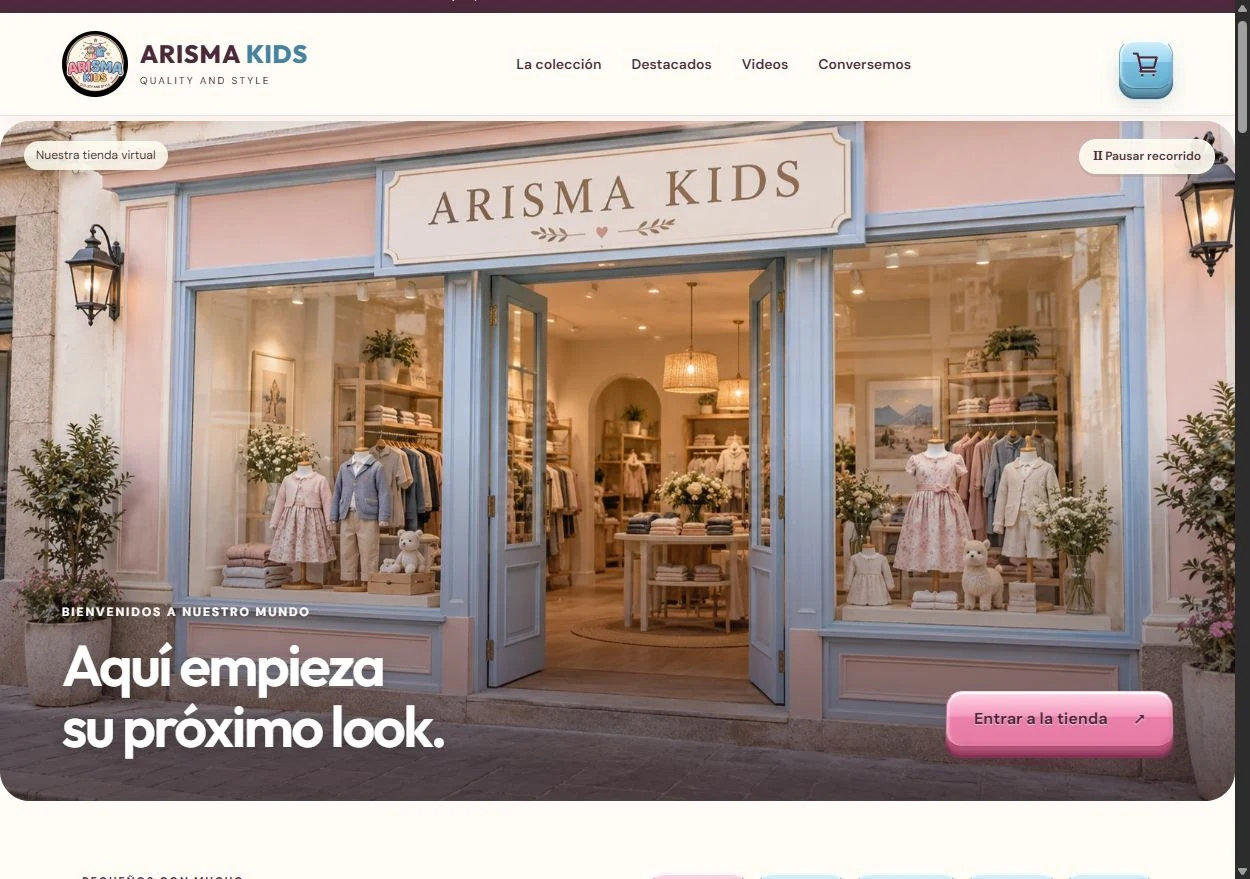 Vista de la tienda online de Arisma Kids