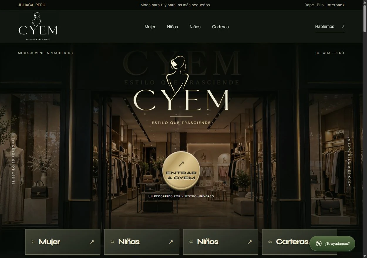 Vista de la boutique online de CYEM