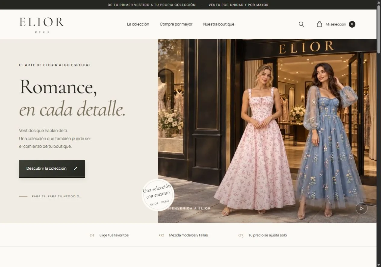 Vista de la tienda online de Elior Perú
