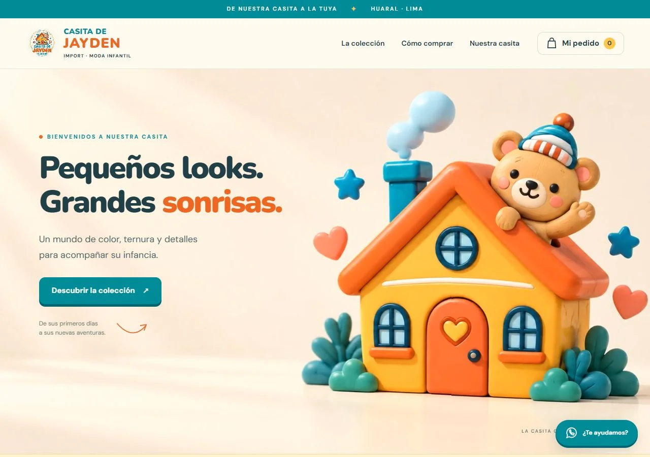 Vista de la página web de Casita de Jayden Import