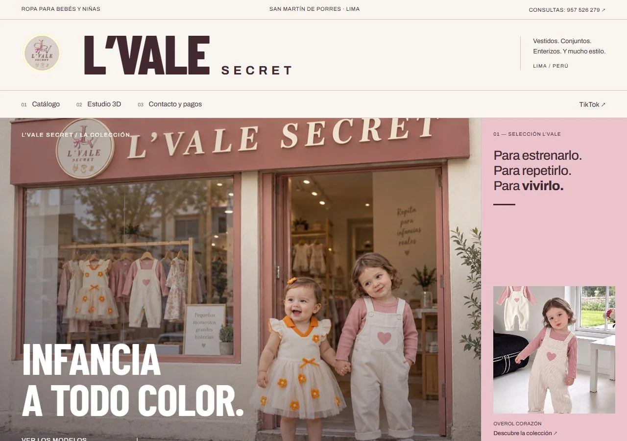 Vista de la página web de L’VALE SECRET